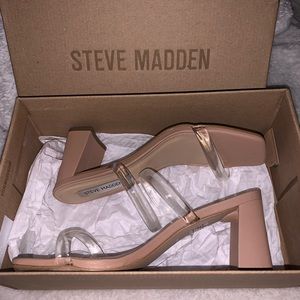 New Steve Madden Nude/Clear Block Heel